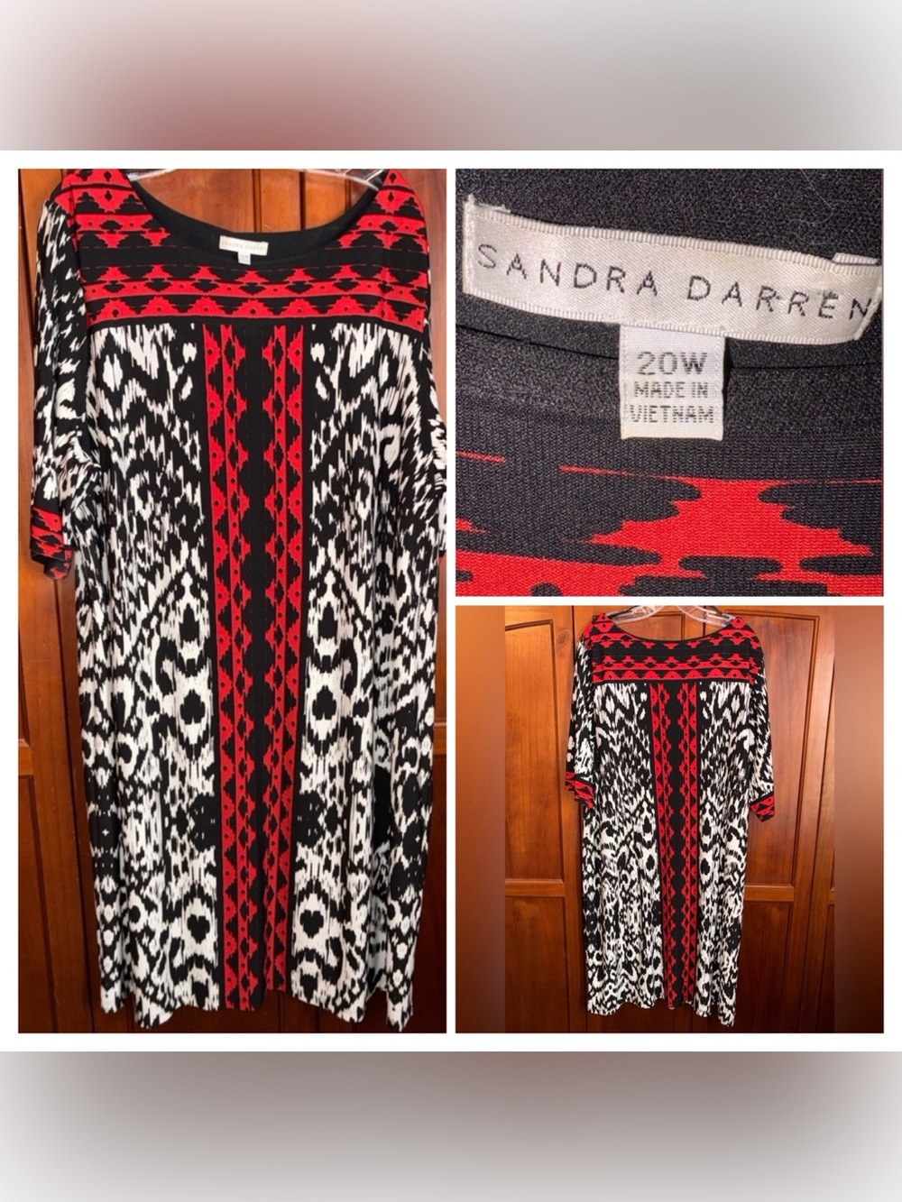 Sandra Darren Black and Red Dress 25↔️42↕️ #1607